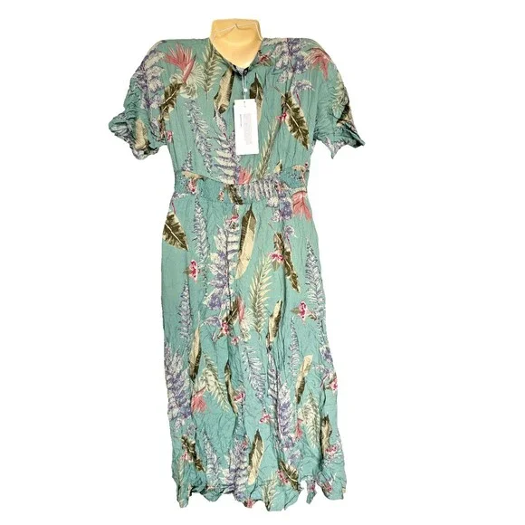 Bloomchic M 10 Floral Dress cottagecore mint green - Picture 3 of 3